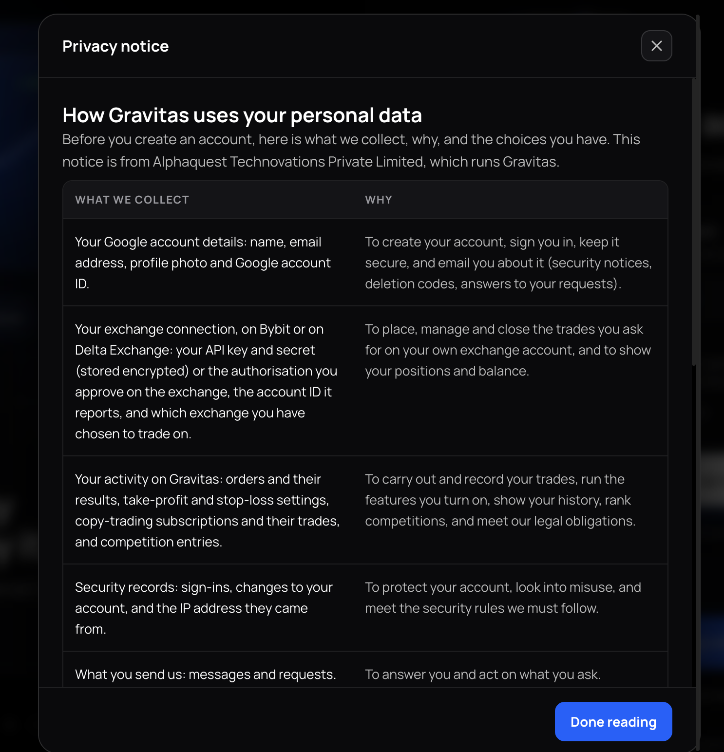 How to create an account on Gravitas Step 2